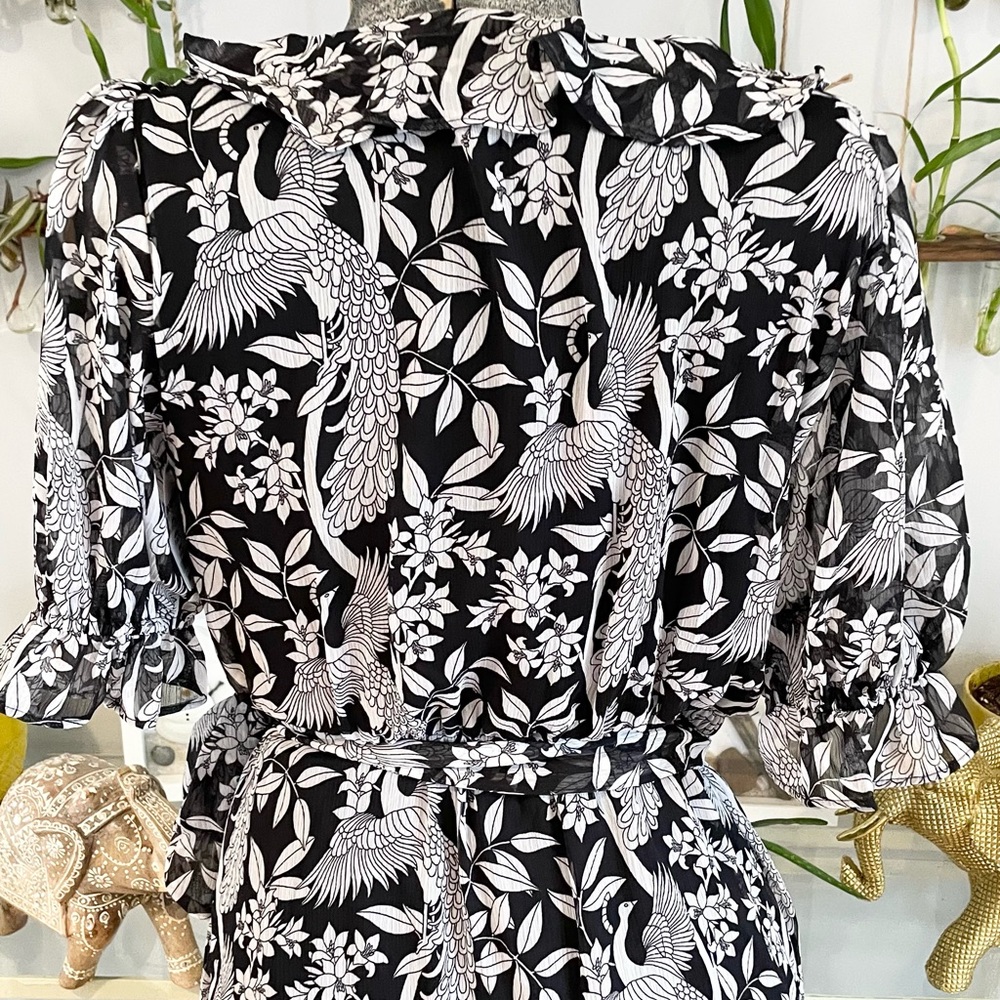 Black and white floral print LC Lauren Conrad Midi Dress - Picture 4 of 10
